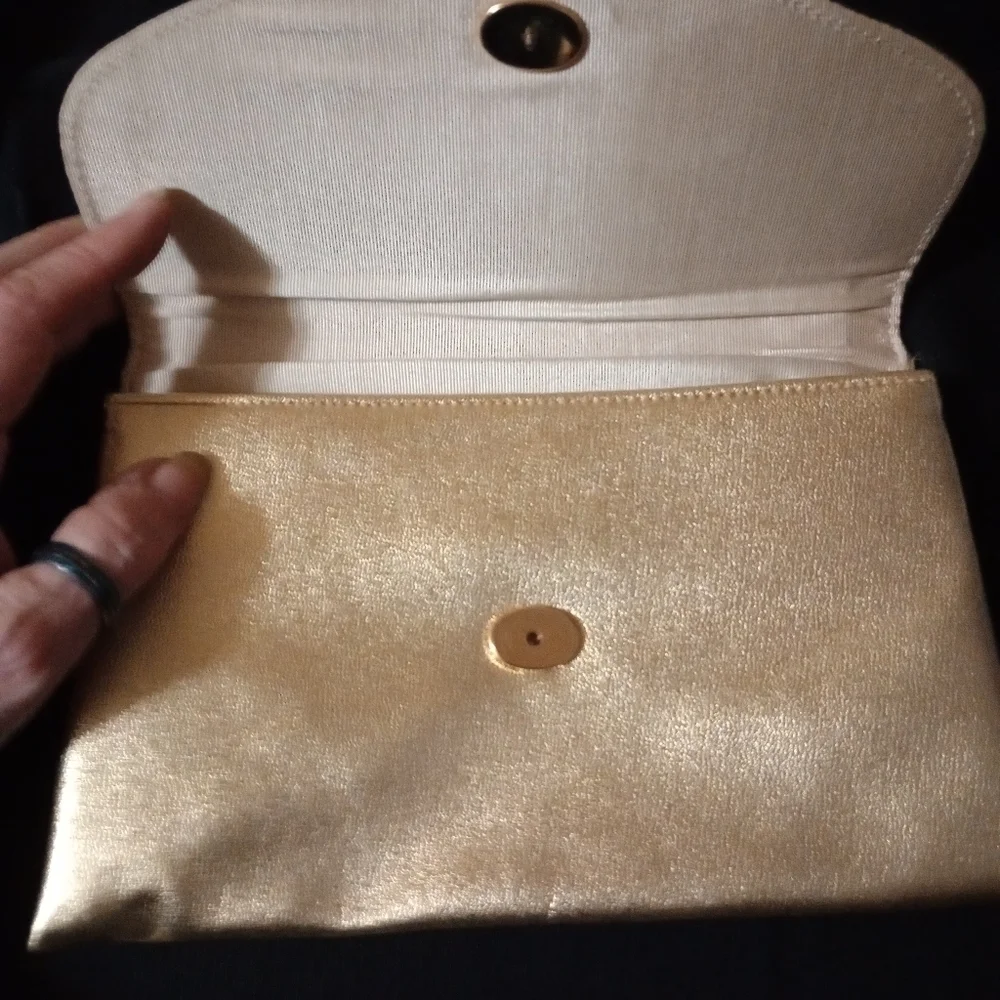 Gold clutch evening bag